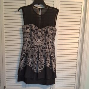 Nanette Lepore Black and White Strapless Dress